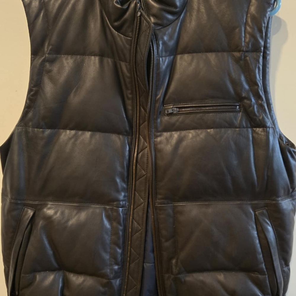 VINCE Leather Puffer Vest